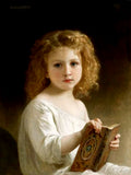 Exquisite Oleograph on Canvas - "The Storybook"  Portrait of a Young girl