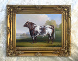 Fine Gilt Framed  Oleograph on Canvas "A Magnificent Prize Bull"