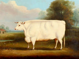 Fine Oleograph on Canvas of a Short Horned Bull in a Landscape