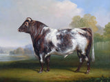 Fine Gilt Framed  Oleograph on Canvas "A Magnificent Prize Bull"
