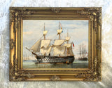 Fine Lithograph on Canvas of HMS Duke of Wellington at Gosport aft. Ebenezer Colls