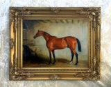 Gilt Framed Oleograph of  a Racehorse in a Stable aft. John Ferneley
