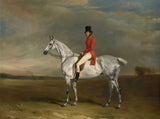 Gilt Framed Lithograph of a Huntsman on a Grey Horse - aft. John Ferneley