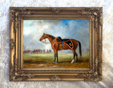 Fine Oleograph on Canvas - A Dark Bay Charger aft. John Ferneley