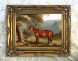 Oleograph on Canvas of a Chestnut Hunter by a Tree aft. John Ferneley Jnr