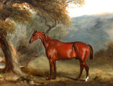 Oleograph on Canvas of a Chestnut Hunter by a Tree aft. John Ferneley Jnr