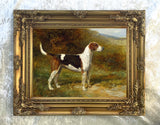 Gilt Framed Oleograph of the Foxhound "Sunshine" in a Landscape aft. Heywood Hardy