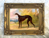 Gilt Framed Oleograph of a Greyhound in a Landscape aft. George Garrard
