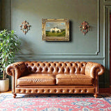 Framed Oleograph of  a pair of Greyhounds in a Moorland Landscape