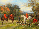 Oleograph on Canvas of a Hunting Scene "The Meet"