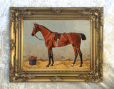 Fine Oleograph on Canvas of a Bay Hunter in a Stable after Emil Volkers