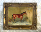 Fine Oleograph on Canvas - Bay Horse in a Stable