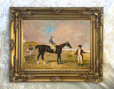 Fine Oleograph on Canvas - 'Bravura', an iron-grey filly, with James Robinson up
