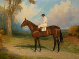 Fine Oleograph on Canvas of the Racehorse "Omaha" with Jockey Up