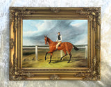 Fine Oleograph on Canvas of Racehorse with a Jockey Up aft. J.F.Herring