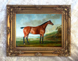 Excellent Lithograph on Canvas -"Vanguard" a Bay Mare in a Landscape