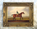 Fine Oleograph on Canvas of a Bay Racehorse with Jockey Up aft. Thomas Weaver