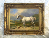 Fine Oleograph on Canvas - Grey Hunter by a Pond aft. J.Herring