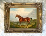 Fine Oleograph on Canvas - Study of a Chestnut Hunter aft. Charles Towne