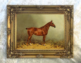 Fine Oleograph on Canvas of the Racehorse "A1" in a Stable