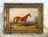 Fine Oleograph on Canvas - The Racehorse "Glencoe" in a Landscape