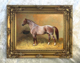 Oleograph on Canvas of a Dun Horse in a Stable