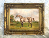 Oleograph on Canvas of a Dun Horse in a Landscape