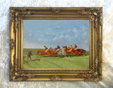 Fine Oleograph on Canvas of a Steeple chase Scene - "They're Off"
