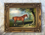 Fine Oleograph on Canvas of a Chestnut Horse in a Landscape aft. J Ferneley Jnr