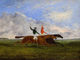 Oleograph on Canvas of Racehorse "A Close Finish"
