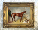 Fine Oleograph on Canvas of a Bay Hunter in a Stable aft. Harry Hall