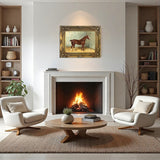 Excellent Oleograph on Canvas - Portrait of a Chestnut Horse in a Stable