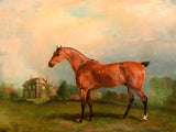 Fine Oleograph on Canvas of a Chestnut Horse in a Paddock