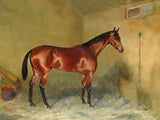 Fine Oleograph on Canvas - Bay Horse in a Stable