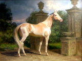 Fine Oleograph on Canvas of a Palomino Horse in a Palladian Landscape