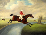 Fine Oleograph on Canvas - Over the Stream - A Steeplechase