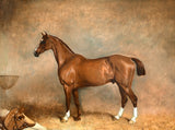 Fine Lithograph on Canvas - 'Light Heart', a chestnut hunter in a stable
