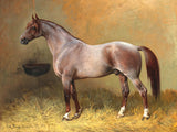 Oleograph on Canvas of a Dun Horse in a Stable