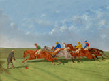 Fine Oleograph on Canvas of a Steeple chase Scene - "They're Off"