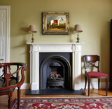 Gilt Framed Oleograph of a White Arabian Horse with a Red Blanket