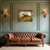 Gilt Framed Oleograph of a Bay Hunter "Gameboy" in a Landscape