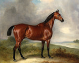 Fine Lithograph on Stretched Canvas of a Bay Hunter in an Extensive Landscape