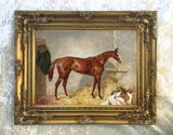 Gilt Framed Lithograph of a Bay Horse in a Stable - Harry Hall