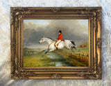 Fine Oleograph on Canvas - Huntsman "taking the fence" aft. Ferneley