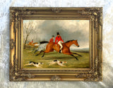 Fine Lithograph on Stretched Canvas of a Hunting Scene -Huntsman with Hounds