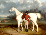 Oleograph on Canvas of a Huntsman with a White Horse aft. John Ferneley