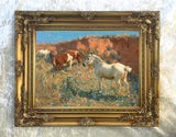 Fine Oleograph on Canvas of Ponies in a Gravel Pit aft. Munnings