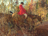 Fine Oleograph on Canvas of Racehorses "Over the Ditch" aft. Munnings