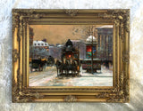 Fine Oleograph on Canvas of Place de la Madeleine in Winter aft. Eduoard Cortes