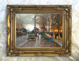 Exquisite Oleograph on Canvas of the Place de la République in Paris at Twilight